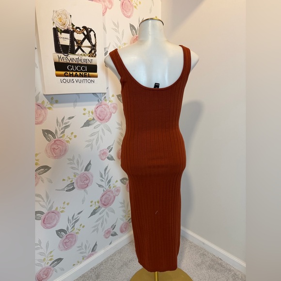 Windsor Rust Ribbed Midi Dress - Picture 2 of 4